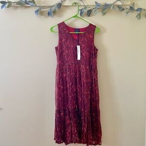 NWT Nicole Miller Paisley Tiered Midi Dress